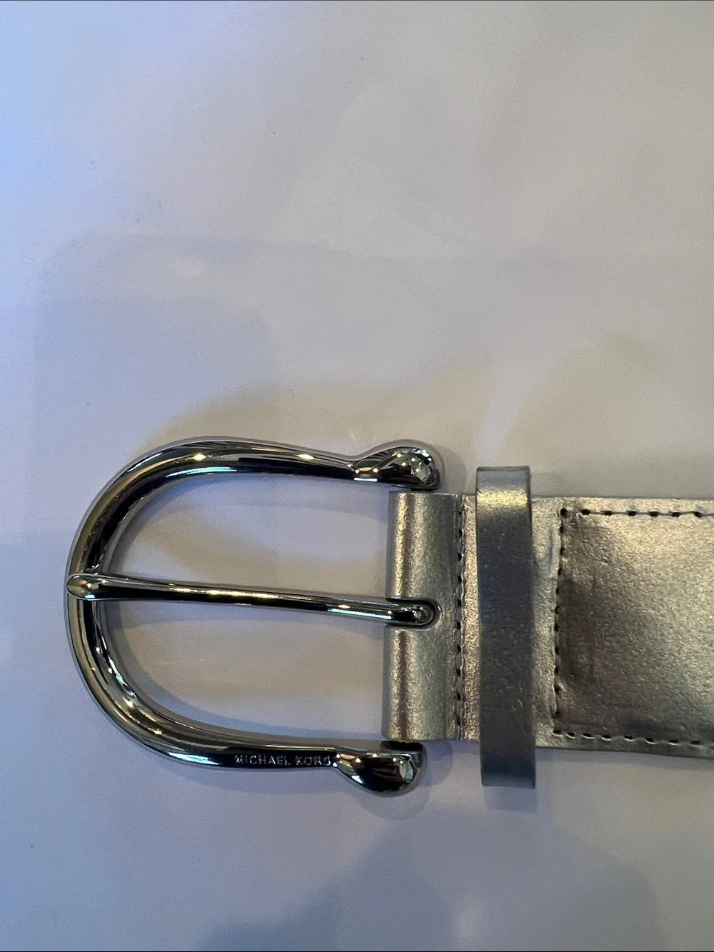 Michael Michael Kors Sz M Woven Leather Silver Women's Belt Statement Concert